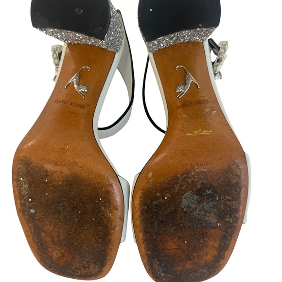Miu Miu Leather Glitter Accents Sandals - Picture 7 of 7